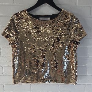 Twik Gold Sequin Crop To